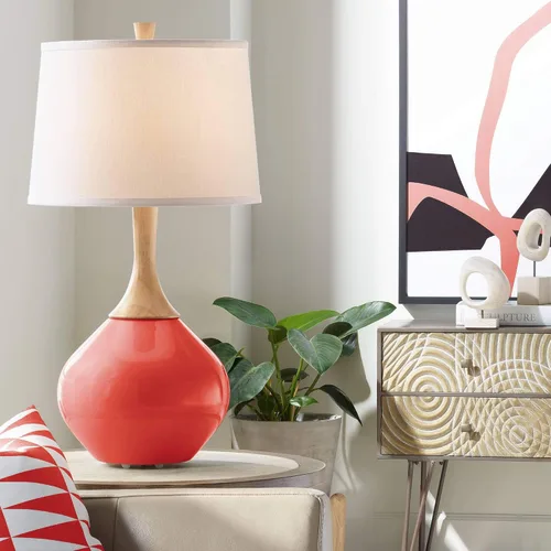 Vista 10 de Color + Plus Wexler 31" White Shade Mellow Coral Pink Table Lamp