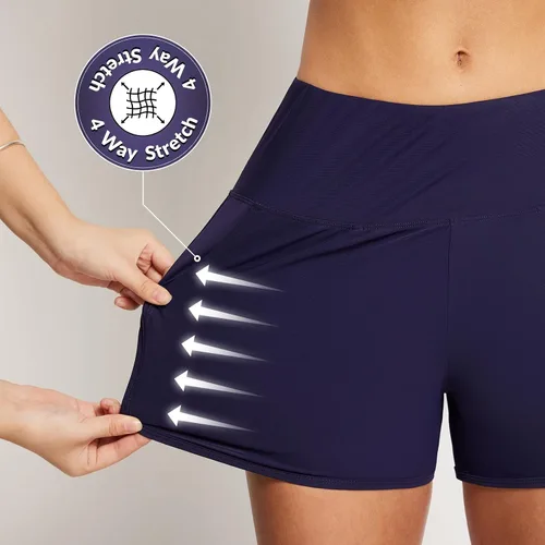Vista 2 de BALEAF Traje de baño de cintura alta de 35 pulgadas para mujer, de secado rápido, con bolsillos