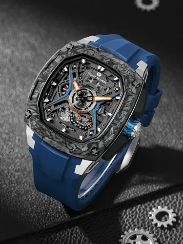 Vista 4 de TSAR BOMBA Relojes automáticos para hombre, reloj de pulsera mecánico de esqueleto de lujo para hombre, 164.0 ft, impermeable, a la moda, reloj