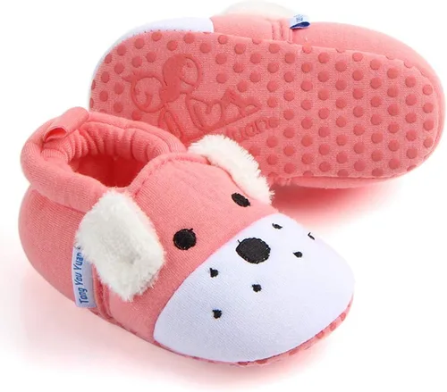 Vista 4 de Sawimlgy Pantuflas de dibujos animados para recién nacidos, para bebés, niños y niñas, suela antideslizante suave, suela antideslizante, zapatos