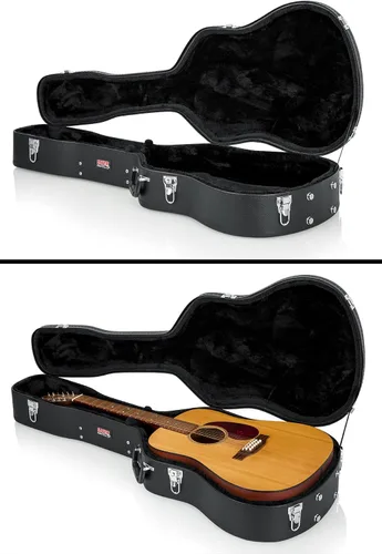 Vista 6 de Gator Hard-Shell Wood Case GWE-DREAD12 for Dreadnought Acoustic Guitars - Bundle with Picks, Strap, and Austin Bazaar Polishing Cloth