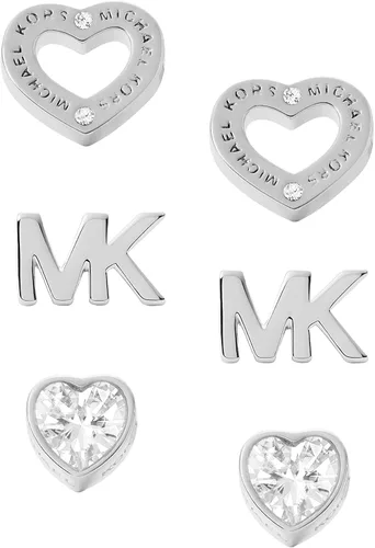 Vista 2 de Michael Kors - Aretes de broche para dama de acero inoxidable con forma de corazón con detalles de cristal