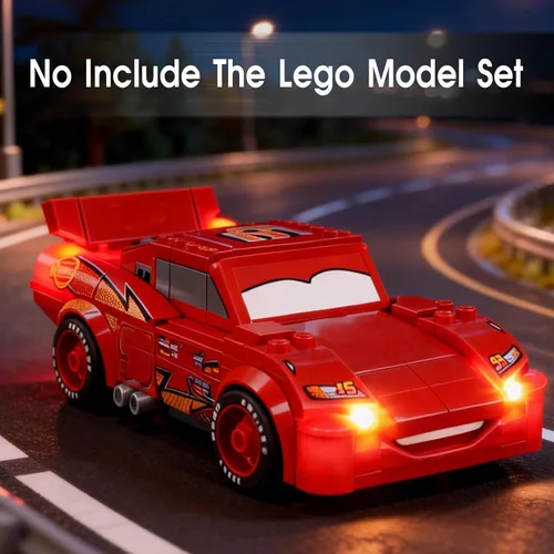 Vista 2 de Juego de luces LED para Lego 77255 Lightning McQueen, kit de luz compatible con el modelo de bloques de construcción Lego 77255, no incluye el juego