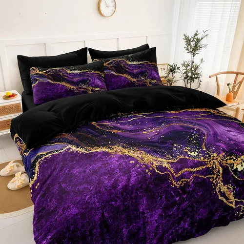 Vista 26 de Juego de edredón de sol y luna negro, juego de ropa de cama boho, ropa de cama de galaxia celestial y espacio estrellado, edredón mandala exótico