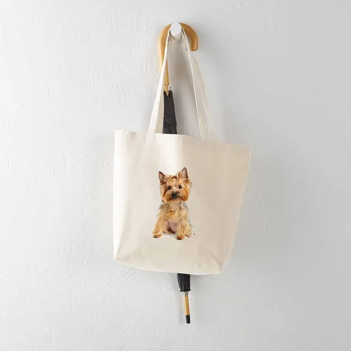 Vista 5 de CafePress Yorkie - Bolsa de lona natural, bolsa de compras reutilizable, Caqui, Bolso tote Yorkie