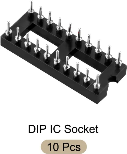 Vista 6 de Adaptador de enchufe de chip IC DIP para soldadura [para placa de circuito PCB] - Paso de 0.100 in, 20 pines redondos, 10 piezas