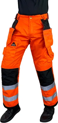 Vista 2 de Notus Men's Work Safety Pants High Visibility Cordura Knee Reinforced Tactical Trousers Utility Tools Holster Pockets