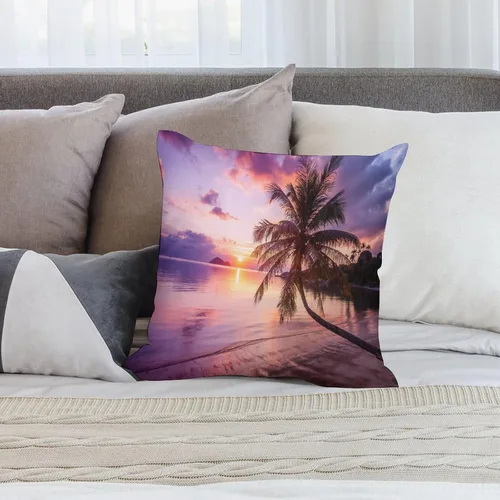 Vista 5 de Juego de 2 fundas de almohada con diseño escénico del océano tropical, fundas de almohada para sofá, fundas de almohada de poliéster para sofá
