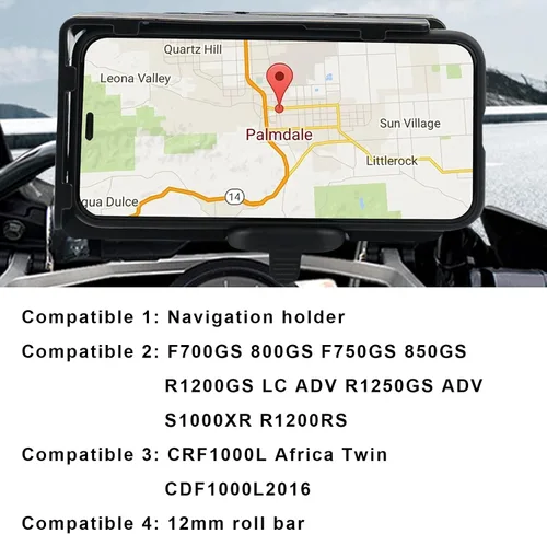 Vista 2 de MDPROMCP R1200GS - Soporte para teléfono para motocicleta con cargador USB doble, soporte de navegación GPS compatible con F700GS F800GS R1200GS