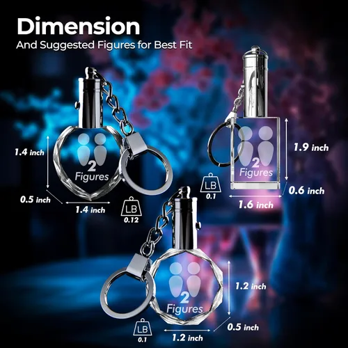 Vista 2 de 3D innovation Llavero de cristal personalizado con luz LED, llavero grabado con láser 2D personalizado, grandes regalos personalizados