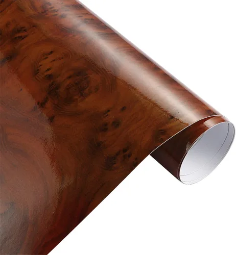 Vista 14 de Papel de contacto autoadhesivo con textura de vinilo de grano de madera de alto brillo, para decoración interior de automóvil, calcomanías