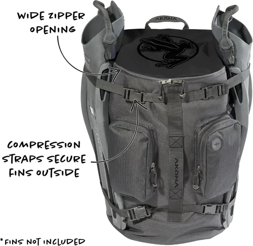 Vista 3 de AKONA Globetrotter Mochila de buceo – Bolsa de viaje de buceo todo en uno de 58L para equipo de buceo y buceo, se adapta a regulador, BCD, máscara