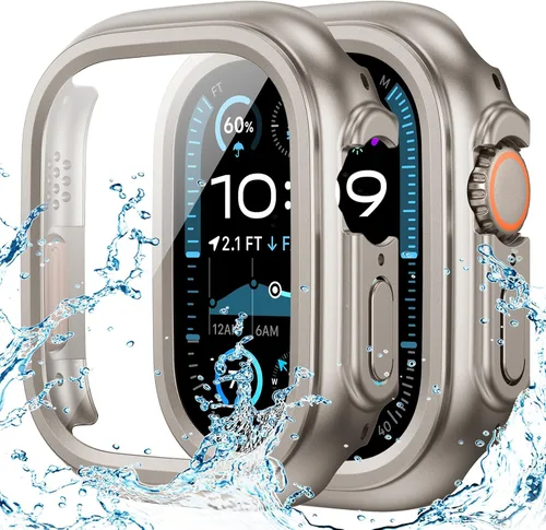 Vista 24 de Goton - Funda impermeable para Apple Watch 38 mm Series 3 2 1, protector de pantalla de vidrio templado, protección completa de policarbonato duro