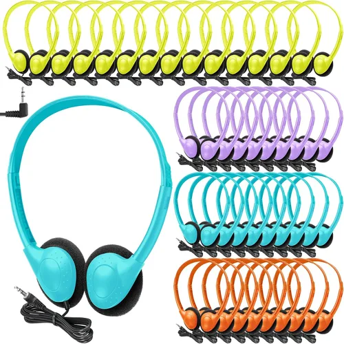 Vista 13 de Frienda Paquete de 48 auriculares para el aula, auriculares escolares con cable para estudiantes, auriculares estéreo con enchufe de 0.138 in