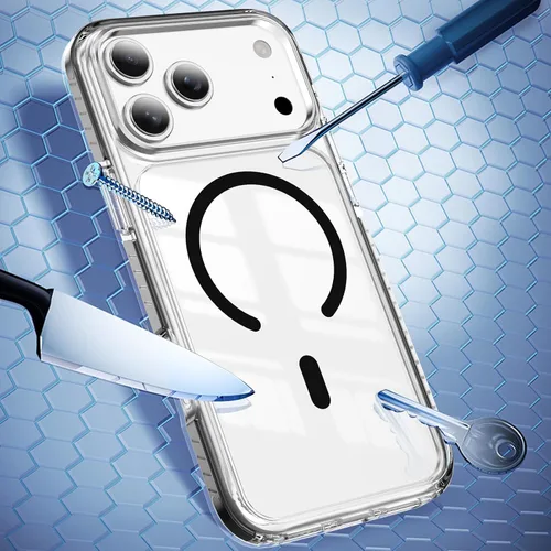Vista 3 de LEMAXELERS Funda magnética transparente para iPhone 18 Pro Max, color negro