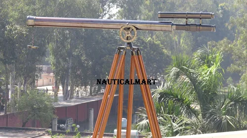 Vista 5 de Nauticalmart Telescopio vintage Griffith Astro de doble barril aceitado de 64