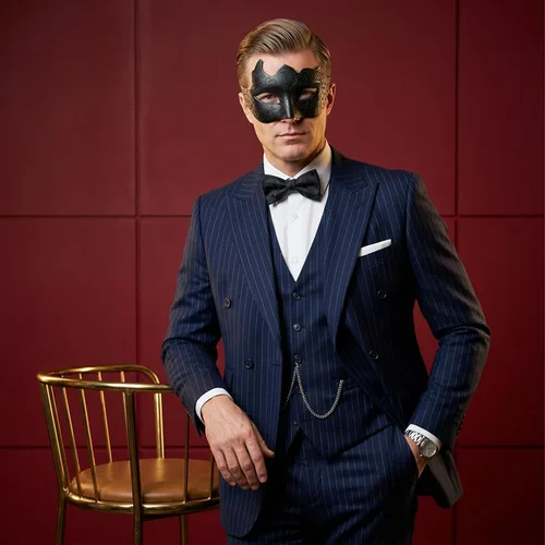 Vista 7 de Máscara de mascarada para hombre con pajarita, disfraz de fiesta de Halloween, Mardi Gras