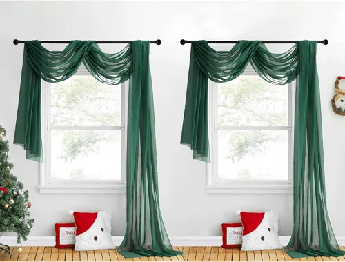 Vista 36 de NICETOWN Cenefa decorativa larga para ventana, cenefa de bufanda de boda, cortina de gasa para sala de estar, dormitorio, ceremonia