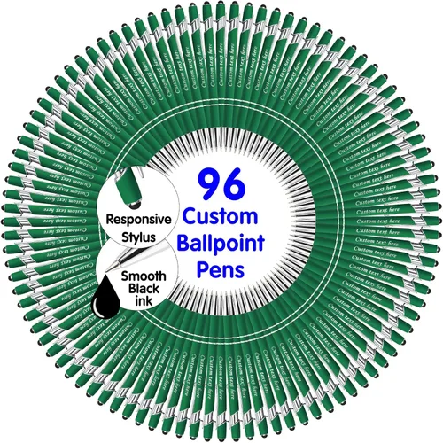 Vista 43 de Bolígrafos personalizados a granel con punta de lápiz capacitivo, bolígrafos personalizados de 0.020 in con nombre, logotipo o mensaje grabado