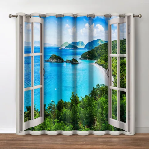 Vista 31 de Jekeno Cortinas blancas y negras para ventana, diseño moderno de ladrillo abstracto en 3D, cubos futuristas, geométricos, cuadros, bolsillo