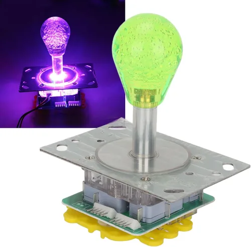 Vista 2 de Arcade Joystick Kit,LED Arcade Illuminated Joystick,Fully Automatic LED Colorful Illuminated Joystick,5 Pin Oval Crystal Arcade Joystick for Arcade