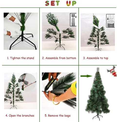 Vista 7 de LUCKYERMORE Árbol de Navidad de 6 pies con 212 puntas flocadas doradas, pequeño árbol de Navidad con decoración para árbol de Navidad y decoraciones