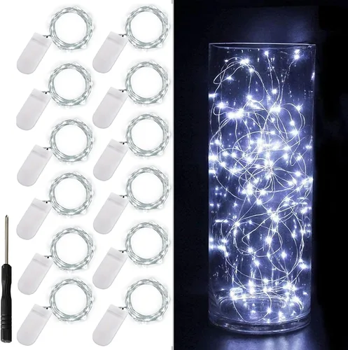 Vista 11 de Ostwiki Guirnalda de luces de hadas que funcionan con pilas, paquete de 6 mini luces de 20 LED, 2,1 metros, luz centelleante de luciérnagas