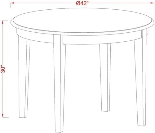 Vista 5 de East West Furniture BOIP3-LWH-W - Juego de mesa de cocina de 3 piezas para espacios pequeños que contiene una mesa de comedor redonda y 2 sillas