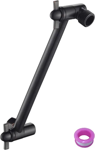 Vista 7 de Brazo de extensión de ducha de 8 pulgadas con cabezal de níquel cepillado. Extensión de brazo de ducha ajustable de latón macizo. Baje o eleve