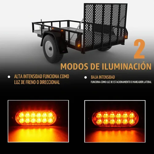 Vista 4 de Paquete de 2 luces LED ámbar de aluminio para remolque, señal de giro, freno de estacionamiento, luces de montaje en superficie impermeables