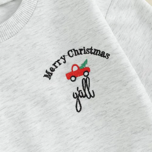 Vista 3 de Gueuusu Sudadera navideña con estampado de árbol de Navidad y camión, 2 piezas, ropa de invierno de Navidad