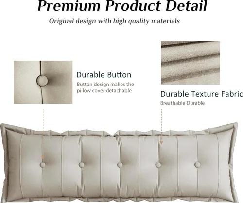 Vista 6 de VERCART Almohada grande para cabecero, almohada de sofá cama, almohada de lectura, almohada de cabecera de cama, almohada de apoyo