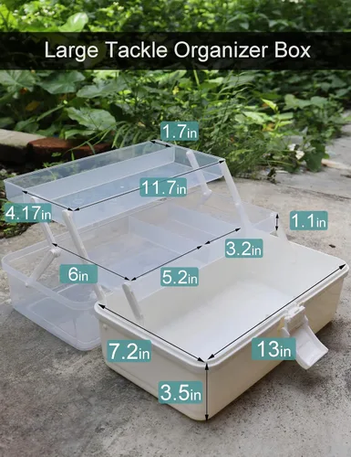 Vista 7 de Avlcoaky Caja de aparejos grande de 3 capas Caja de almacenamiento portátil de plástico Organizador de caja de aparejos de pesca Caja de aparejos