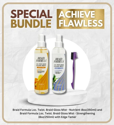 Vista 2 de EBIN NEW YORK Loc Spray – Braid Formula Twist Braid Gloss Mist Nutrient Bundle con fortalecimiento de niebla brillante 8 onzas cada uno y cepillo