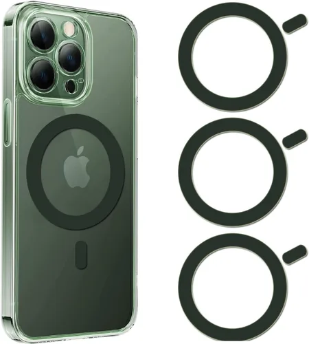 Vista 13 de COJOC 3 calcomanías de anillo Magsafe, adaptador de conversión magnético universal compatible con accesorios de carga inalámbrica para iPhone Negro