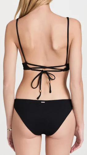 Vista 3 de Maaji Women's Standard Black Orchid Parade Long Line Triangle Top with Removable Soft Cups