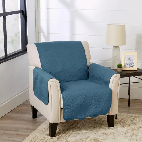 Vista 41 de Great Bay Home Funda reversible de retazos reclinable, lavable, protector de muebles con correas elásticas, perfecta para niños y mascotas, detalle