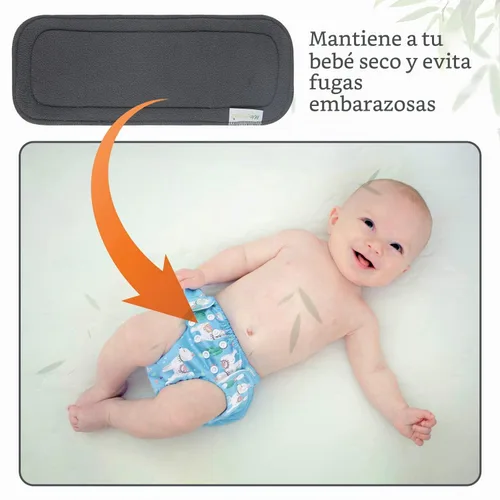 Vista 4 de Wegreeco Paquete de 12 insertos de carbón de 5 capas suaves reutilizables para pañales de tela de bebé, forros lavables de alta absorción