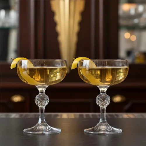 Vista 7 de HISTORY COMPANY City of Paris Crystal Champagne Cocktail Coupé - Inspirado en París de los años 20, juego de 2 piezas para champán y cócteles