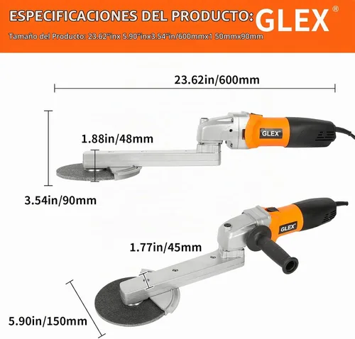 Vista 4 de GLEX Soporte de amoladora angular, brazo extendido, Amoladora eléctrica industrial de acero inoxidable, Lijadora, Uso general: Muelas, Cuchillas