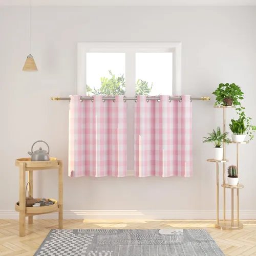 Vista 63 de Cortinas de 24 pulgadas de largo con diseño Buffalo Check Gingham Plaid para ventanas de cocina y baño, tratamiento para ventanas con 2 paneles