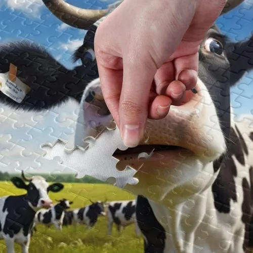 Vista 4 de Funny Cow Puzzle de 500 piezas, rompecabezas de madera para juegos familiares, adecuado para adolescentes y adultos