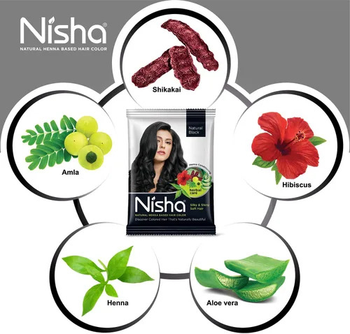 Vista 4 de Nisha Tinte de color a base de henna para cabello (0.3 onzas (paquete de 6), negro natural