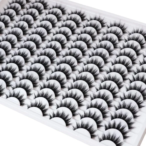 Vista 14 de Azenlo Pestañas postizas 48 pares, pestañas de visón sintético, pestañas tenues de 14mm, pestañas de ojo de gato esponjosas 3D, paquete al por