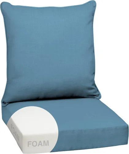 Vista 15 de Arden - Juego de cojines de asiento profundo para exteriores, espuma, 24x24, aguamarina