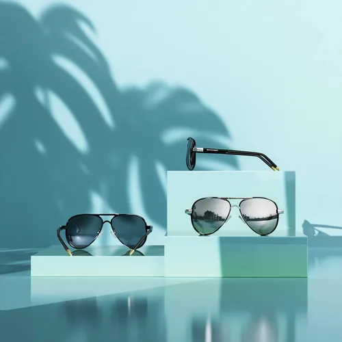 Vista 3 de ROCKNIGHT Lentes de sol polarizados estilo aviador para hombres y mujeres, lentes de sol con parte superior plana de metal, ligeras