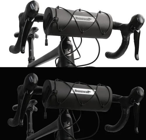 Vista 6 de Rhinowalk Bolsa de manillar impermeable para bicicleta, bolsa frontal de bicicleta, bolsa de almacenamiento enrollable Fram para bicicletas