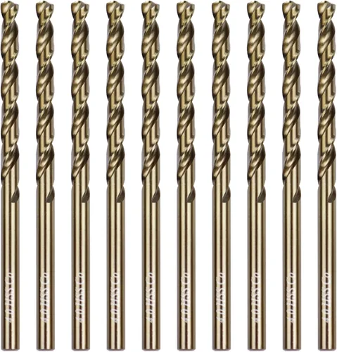 Vista 11 de Broca de cobalto de 1/8 pulgadas M35 HSS Brocas helicoidales Jobber Longitud Broca de acero para metal duro y acero inoxidable, paquete de 10
