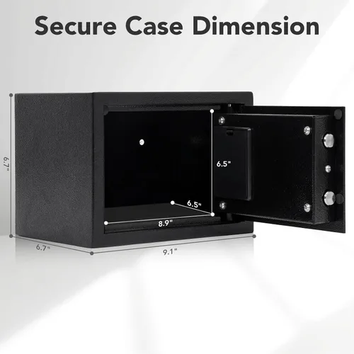 Vista 4 de Caja de seguridad de acero de 0.21 pies cúbicos con teclado digital, caja fuerte electrónica para el hogar, oficina, hotel, negocios, dinero