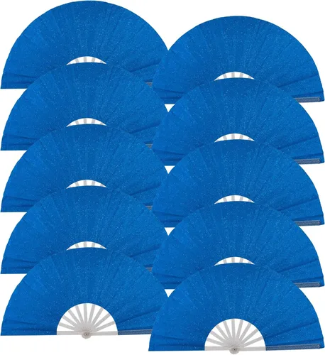 Vista 24 de 10 ventiladores plegables grandes de mano para hombres y mujeres, abanicos decorativos plegables, accesorios rave, utilizado para bailes, fiestas